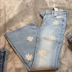 Women's Light Blue Floral Embroidered Jeans